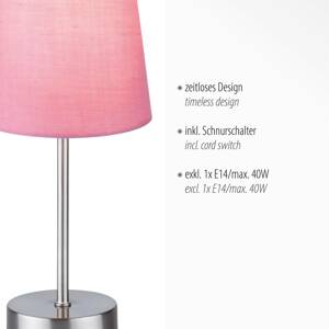 Heinrich asztali lámpa rózsaszín szövet ernyővel