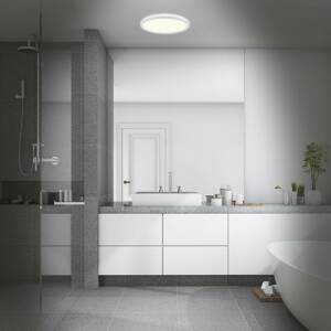 LED fürdőszobai mennyezeti lámpa Slim Drip, fehér, Ø 42 cm