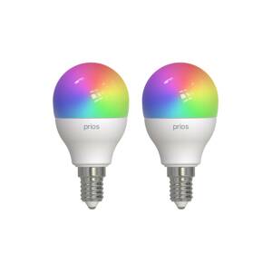 Prios LED-E14 csepp 4,9W RGBW WLAN matt, 2-es
