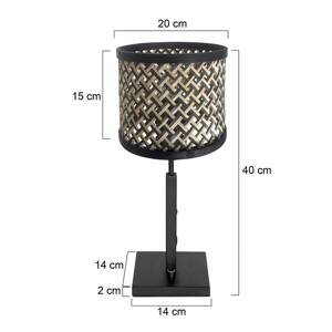Stang 3707ZW asztali lámpa, fekete/természetes fonott anyagból készült