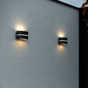 Sibelis kültéri fali lámpa, fel/le, fekete, műanyag, E27