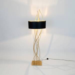 Elba ovális állólámpa, arany/fekete, magasság 180 cm, vas