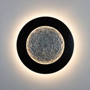 LED-es fali lámpa Luna Pietra, barna-fekete/ezüst, Ø 80 cm