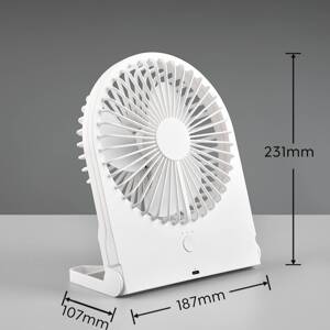 Breezy újratölthető asztali ventilátor, fehér, csendes