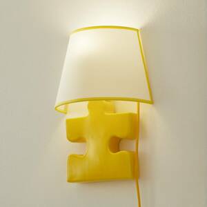 Kerámia fali lámpa A185 szövetbúrával, sárga