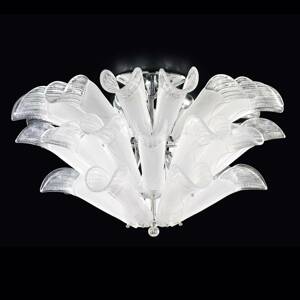 Petali mennyezeti lámpa muránói üveggel króm-fehér