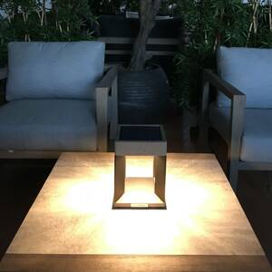 LED szolár asztali lámpa Teckalu fekete/világos fa