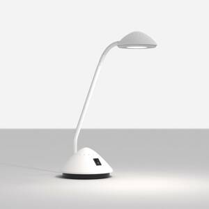 LED asztali lámpa MAULarc rugalmas karral, fehér