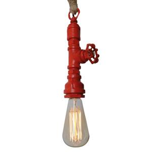 Függő lámpa Vintage kenderkötéllel - piros