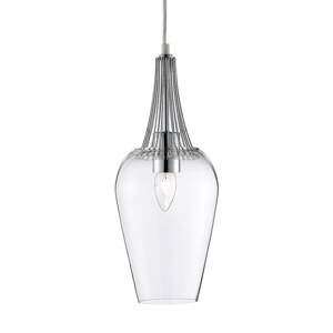 Üveg függő lámpa Whisk króm elemekkel