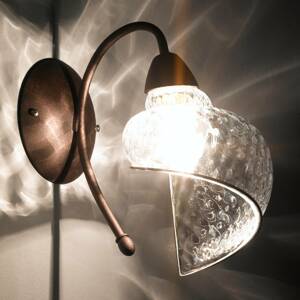 Fali lámpa Chiocciola bronz, átlátszó üveg