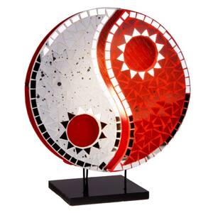 Ying Yang asztali lámpa mozaik tükör kövek piros
