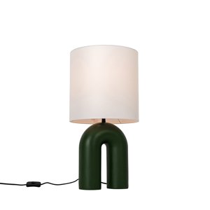 Asztali lámpa zöld, fehér vászonbúrával - Lotti