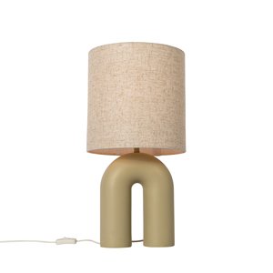 Bézs asztali lámpa bézs vászonbúrával - Lotti