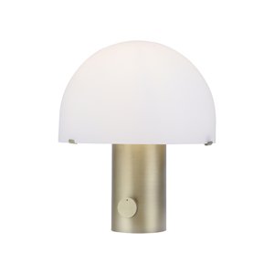 Sárgaréz dizájn asztali lámpa fehérrel és dimmerrel - Gomba