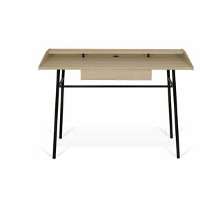 Ply íróasztal tölgyfa lappal és fekete lábakkal, 120 x 81 cm - TemaHome