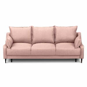 Ancolie rózsaszín kihúzható kanapé ágyneműtartóval, 215 cm - Mazzini Sofas