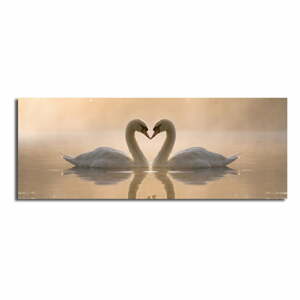 Swan Love vászonkép, 90 x 30 cm