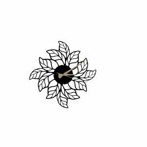 Glozis Leaves Clock fekete fém falióra, ⌀ 48 cm