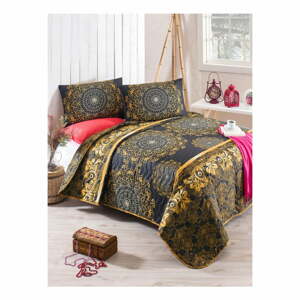 Sehri Ala Gold pamutkeverék ágytakaró és párnahuzat szett, 160 x 220 cm