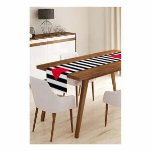 Stripes with Red Heart mikroszálas asztali futó, 45 x 140 cm - Minimalist Cushion Covers