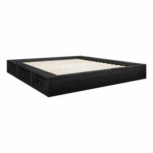 Ziggy fekete kétszemélyes ágy ágyráccsal, 180 x 200 cm - Karup Design
