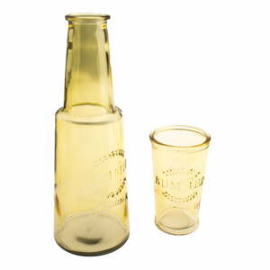 Sárga üveg kancsó pohárral, 800 ml - Dakls