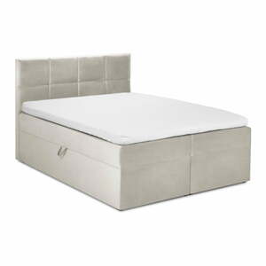 Mimicry bézs bársony kétszemélyes ágy, 180 x 200 cm - Mazzini Beds
