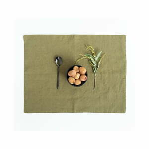 Olívazöld len tányéralátét, 35 x 45 cm - Linen Tales