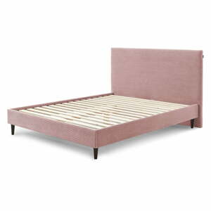Anja Dark rózsaszín kordbársony kétszemélyes ágy, 160 x 200 cm - Bobochic Paris