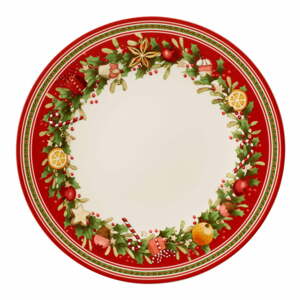 Winter Bakery Delight piros-fehér porcelán karácsonyi tányér, ø 27 cm - Villeroy & Boch