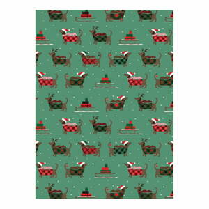 Christmas Dogs 5 ív zöld csomagolópapír, 50 x 70 cm - eleanor stuart