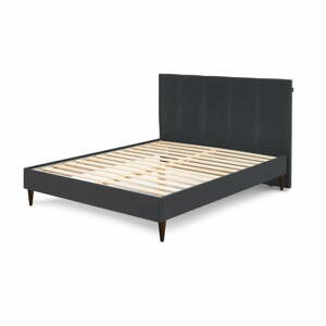 Vivara Dark sötétszürke bársony kétszemélyes ágy, 180 x 200 cm - Bobochic Paris