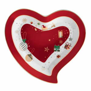 Alleluia Heart szív formájú porcelán tálaló tányér, hossz 22 cm - Brandani