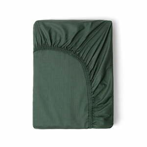 Sötétzöld pamut-szatén gumis lepedő, 140 x 200 cm - HIP