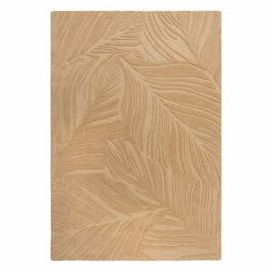 Lino Leaf világosbarna gyapjú szőnyeg, 120 x 170 cm - Flair Rugs
