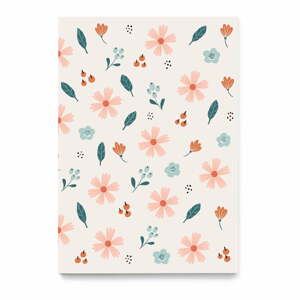 Sima füzet újrahasznosított papírból réti virágok mintával, A5, 60 oldal - Printintin