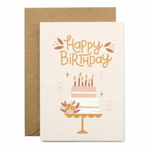 Happy Birthday szülinapi üzenőkártya újrahasznosított papírból, borítékkal, A6 - Printintin