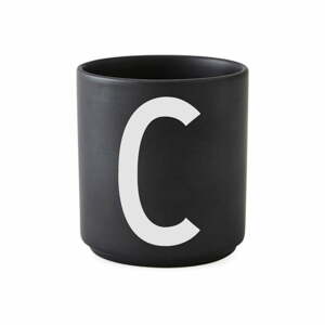 Alphabet C fekete porcelánbögre, 250 ml - Design Letters