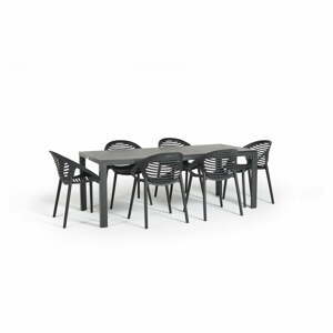 Joanna fekete 6 személyes kerti étkezőszett székekkel és Viking asztallal, 90 x 205 cm - Bonami Selection