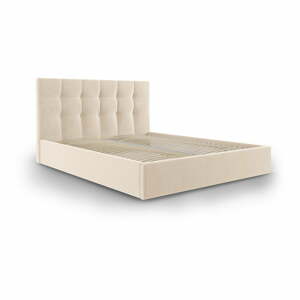 Nerin bézs bársony kétszemélyes ágy, 160 x 200 cm - Mazzini Beds