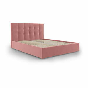 Nerin rózsaszín bársony kétszemélyes ágy, 160 x 200 cm - Mazzini Beds