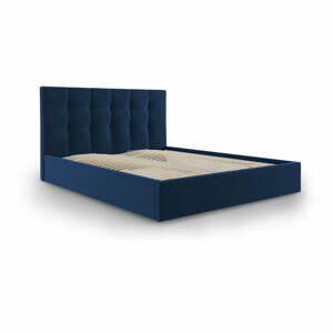 Nerin sötétkék bársony kétszemélyes ágy, 160 x 200 cm - Mazzini Beds