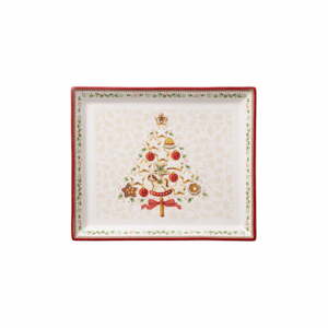 Piros-bézs porcelán szervírozó tányér karácsonyi motívummal, 27,4 x 22,7 cm - Villeroy & Boch