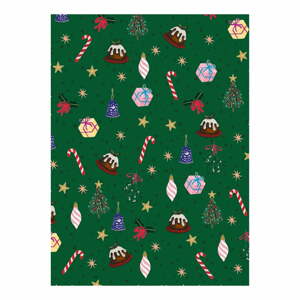 Christmas Fun 5 ív zöld csomagolópapír, 50 x 70 cm - eleanor stuart