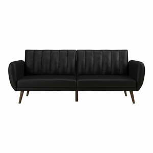 Fekete műbőr kinyitható kanapé 207 cm Brittany - Novogratz
