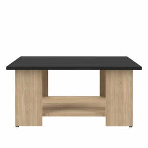 Dohányzóasztal tölgyfa dekorral, fekete asztallappal 67x67 cm Square - TemaHome