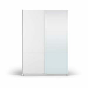 Fehér ruhásszekrény tükörrel és tolóajtókkal 151x215 cm Lisburn - Cosmopolitan Design