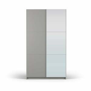 Szürke ruhásszekrény tükörrel és tolóajtókkal 122x215 cm Lisburn - Cosmopolitan Design
