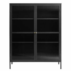 Fekete fém tálalószekrény 111x140 cm Bronco – Unique Furniture